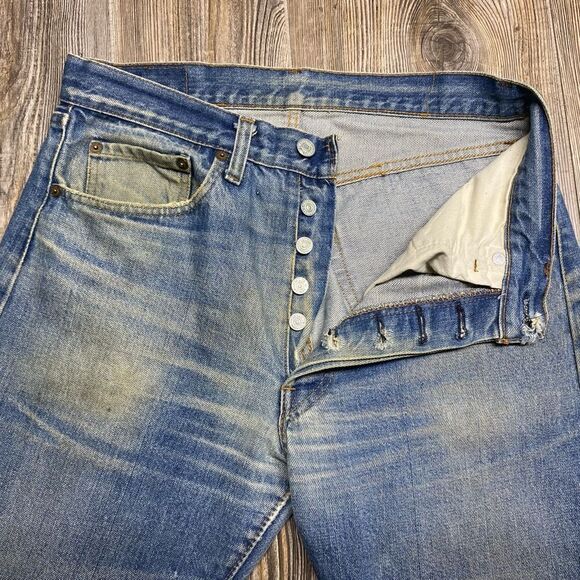Vintage Levi's 501 Redline Selvedge Denim #6 Button Fly 70s USA Jeans 30x29 - Picture 6 of 16